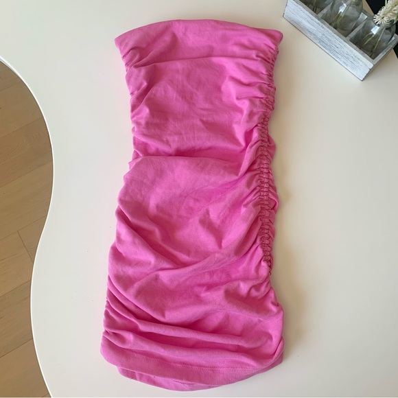 ZARA Hot Pink Strapless Bodycon Mini Dress Size S - Picture 2 of 4